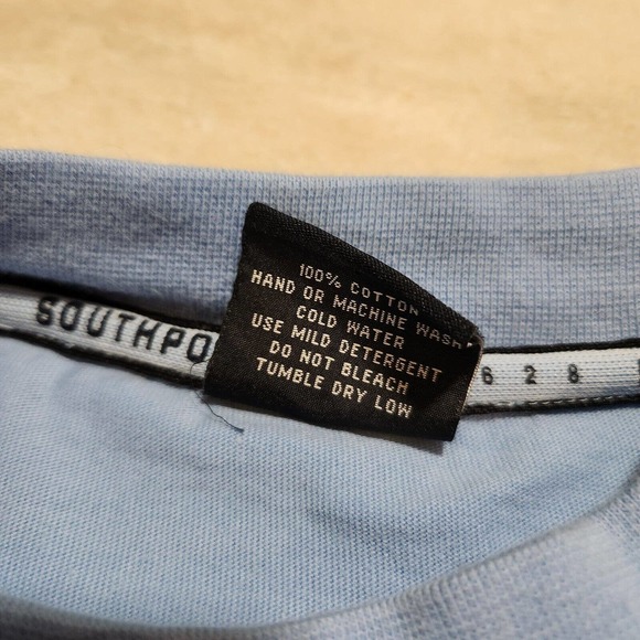 VTG South Pole Mens XL Embroidered Spellout Blue Long Sleeve T Shirt Streetwear - Picture 7 of 12